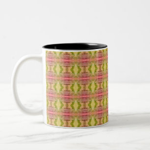 diamonds and stripes pattern Two-Tone coffee mug