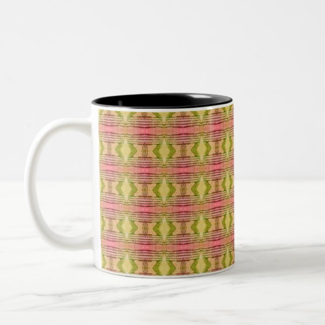 diamonds and stripes pattern Two-Tone coffee mug (Left)