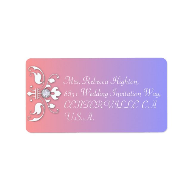 Diamonds and White Elegance Wedding Label (Front)