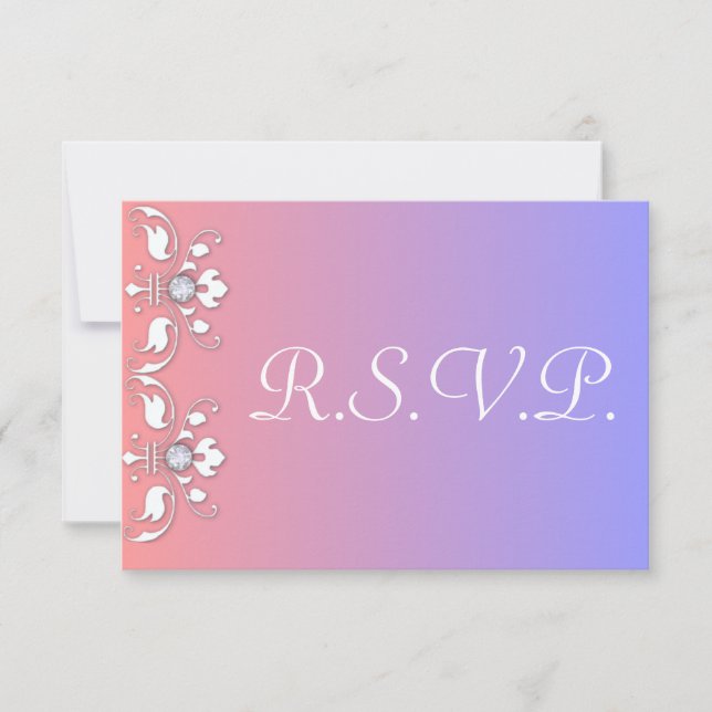Diamonds and White Elegance Wedding RSVP Card (Front)
