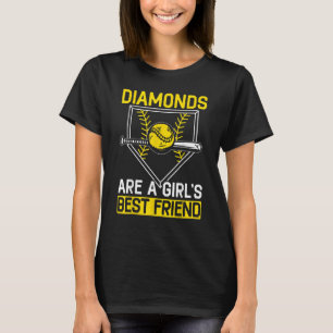 Diamonds Are A Girl's Best Friend Softball Player T-Shirt