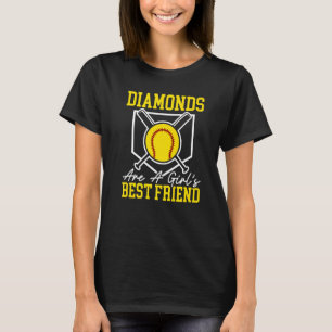 Diamonds Are A Girl's Best Friend Softball Player T-Shirt