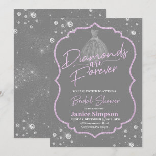 Diamonds are forever Flower Bridal Shower  Invitation