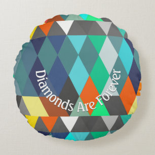Diamonds Are Forever Modern Geometric Pattern Round Cushion
