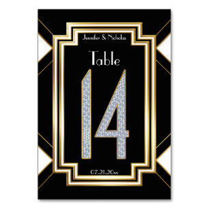 Diamonds Art Deco Wedding Table Number Fourteen