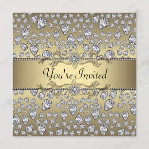 Diamonds Black and Gold All Occasion Party Invitation