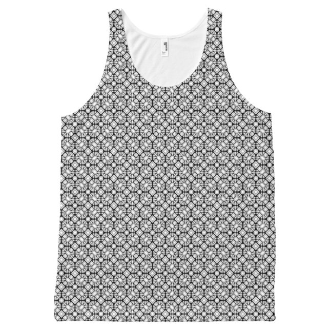 Diamonds Black and White Pattern Tank Top (Front)