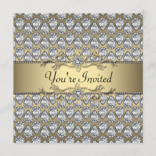 Diamonds Black & Gold All Occasion Party Invitatio Invitation
