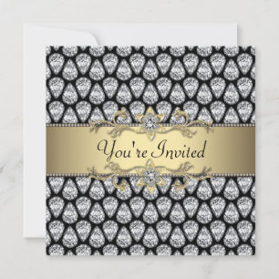 Diamonds Black & Gold All Occasion Party Invitatio Invitation