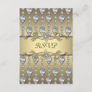 Diamonds Black & Gold All Occasion Party RSVP Card