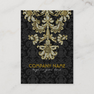 Diamonds Black & Gold Pattern Floral Damasks 2 Business Card