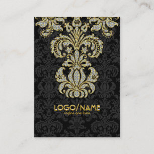 Diamonds Black & Gold Pattern Floral Damasks Business Card