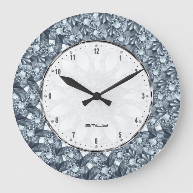 Diamonds Bling For A Queen Or A King Large Clock (Front)