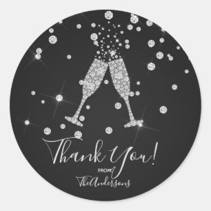 Diamonds Champagne Toast Celebration Elegant Favou Classic Round Sticker