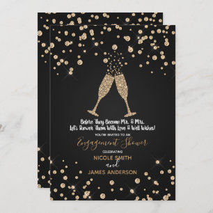 Diamonds Champagne Toast Engagement Celebration Invitation