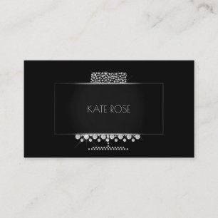 Diamonds Crystal Black Silver Cake Designer Business Card