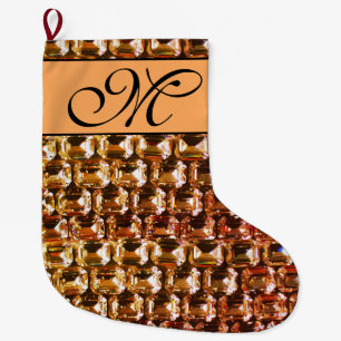 Diamonds elegant vintage orange yellow gemstones  large christmas stocking