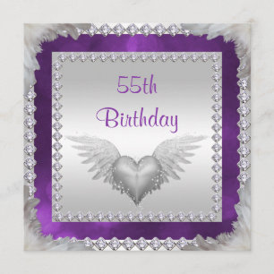 Diamonds & Feathers 55th Birthday Invitation
