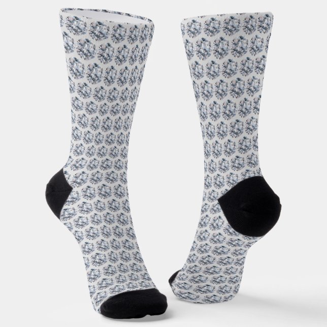 Diamonds/Fractal Mosaic in Silver Grey Socks (Angled)