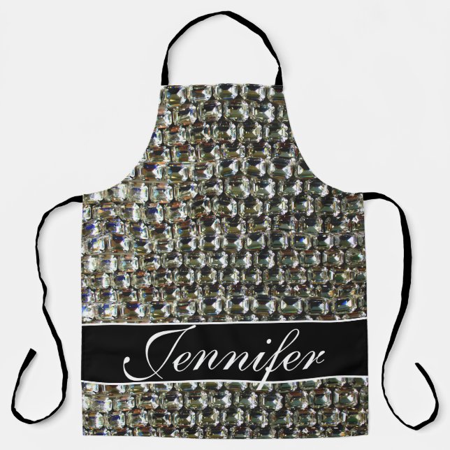 Diamonds, gemstone jewellery pattern  apron (Front)