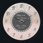 Diamonds Glitter Bokeh 25th Wedding Anniversary Large Clock<br><div class="desc">Elegant silver diamonds wedding anniversary clock.</div>