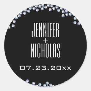 Diamonds Glitter Modern Wedding Classic Round Sticker