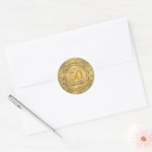 Diamonds  Gold 50th Wedding Anniversary Classic Round Sticker