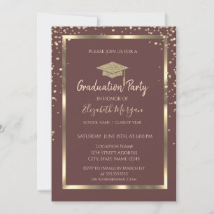 Diamonds Gold Frame Graduation Cap Graduation Invitation