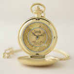 Diamonds & Gold  Heart 50th Wedding Anniversary Pocket Watch<br><div class="desc">Elegant gold tones floral border with 2 hearts and a diamond,  Gold 50th Wedding Anniversary . It comes in silver tones for 25th anniversary.</div>