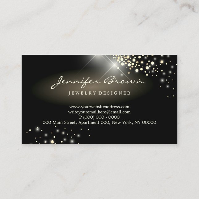 Diamonds Gold Luxes Shining Jewellery Business Card (Back)