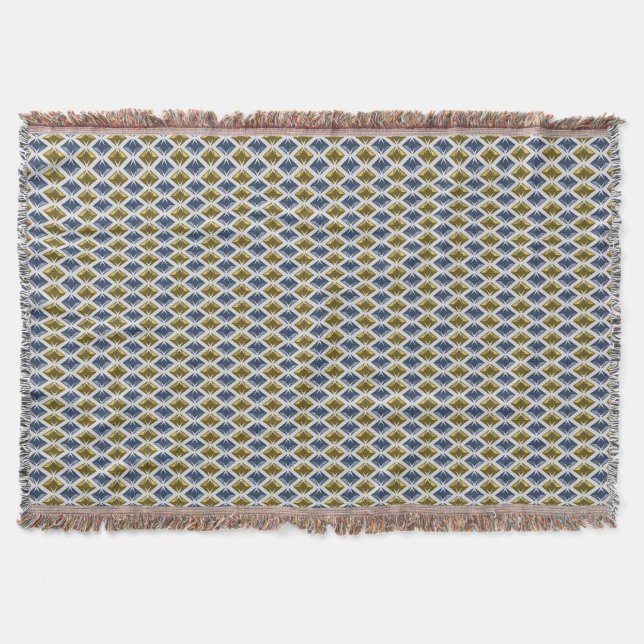 DIAMONDS Golden Blue Gems Throw Blanket (Front)