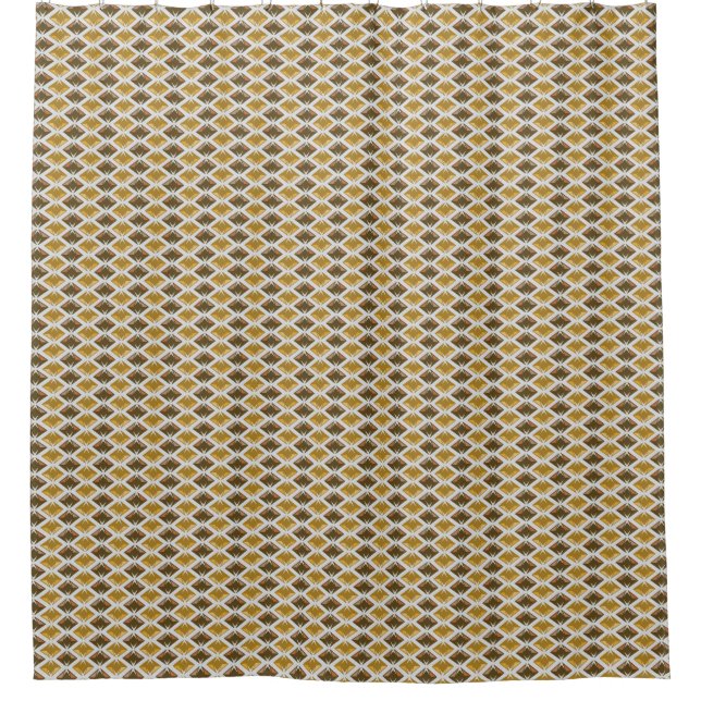 Diamonds Graphical Gems Golden Pattern Shower Curtain (Front)