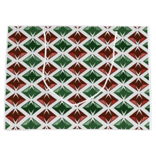 Diamonds Graphical Pattern Green red Large Gift Bag