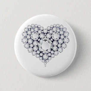 Diamonds Heart Gems 6 Cm Round Badge