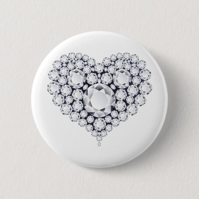Diamonds Heart Gems 6 Cm Round Badge (Front)
