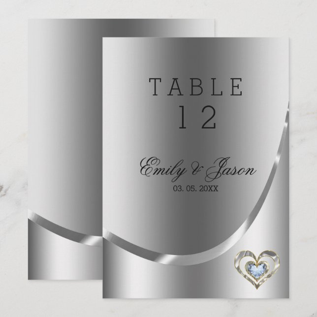 Diamonds Heart Over Silver Background Invitation (Front/Back)