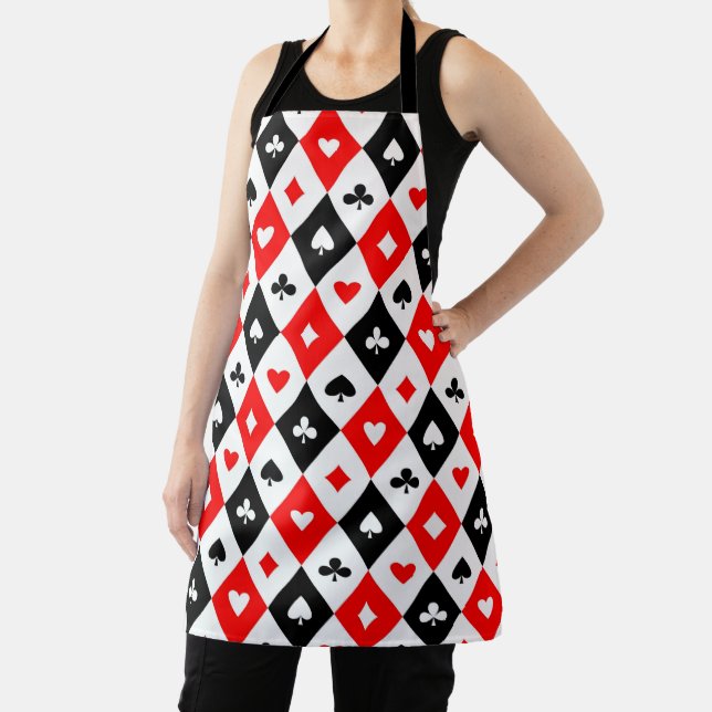Diamonds Hearts Spades Clubs Playing Cards Pattern Apron (Insitu)