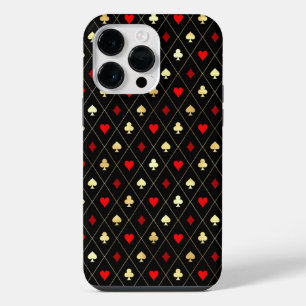 Diamonds Hearts Spades Clubs Playing Cards Pattern iPhone 14 Pro Max Case