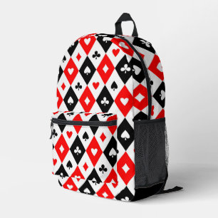 Diamonds Hearts Spades Clubs Playing Cards Pattern Printed Backpack