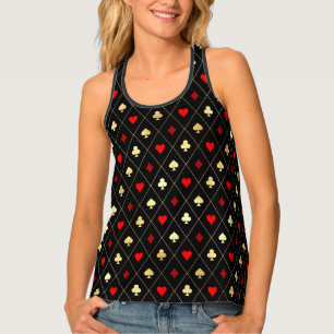 Diamonds Hearts Spades Clubs Playing Cards Pattern Tank Top