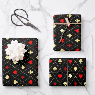 Diamonds Hearts Spades Clubs Playing Cards Pattern Wrapping Paper Sheet