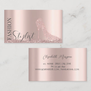 Diamonds High Heels Rose Gold Business Card