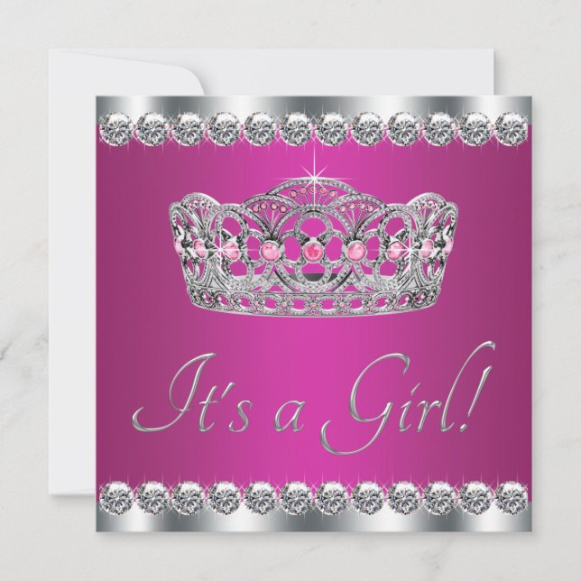Diamonds Hot Pink Princess Baby Shower Invitation (Front)