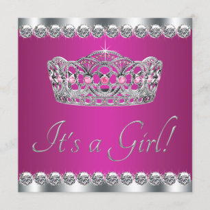 Diamonds Hot Pink Princess Baby Shower Invitation