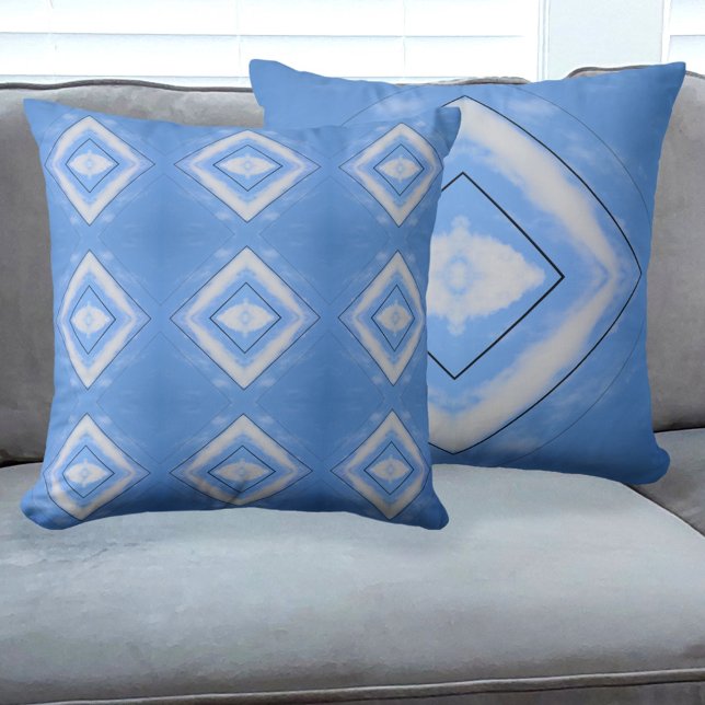 Diamonds in the Sky Tie Dye Blue and White Cushion (Creator Uploaded)