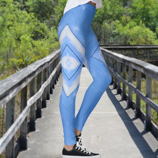 Diamonds in the Sky Tie Dye Look Blue and White Leggings (Creator Uploaded)