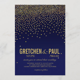 Diamonds in the Sky Wedding   navy Invitation