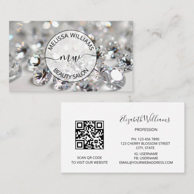  Diamonds Jeweller Jewellery Store Logo Business Card (Front/Back)