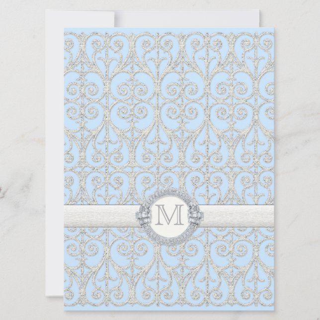 Diamonds & Lace, Monogrammed Wedding Invitation (Front)