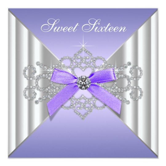 Diamonds Lavender Sweet 16 Birthday Party Card